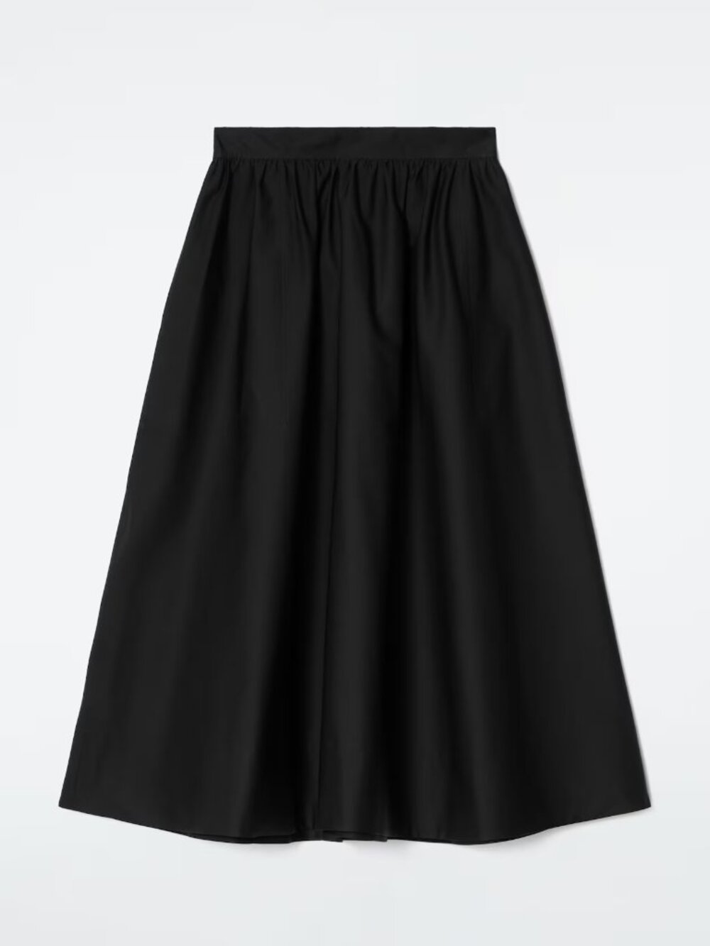 NWT COS Elasticated Midi Skirt Black Poplin Cotton - Picture 2 of 4